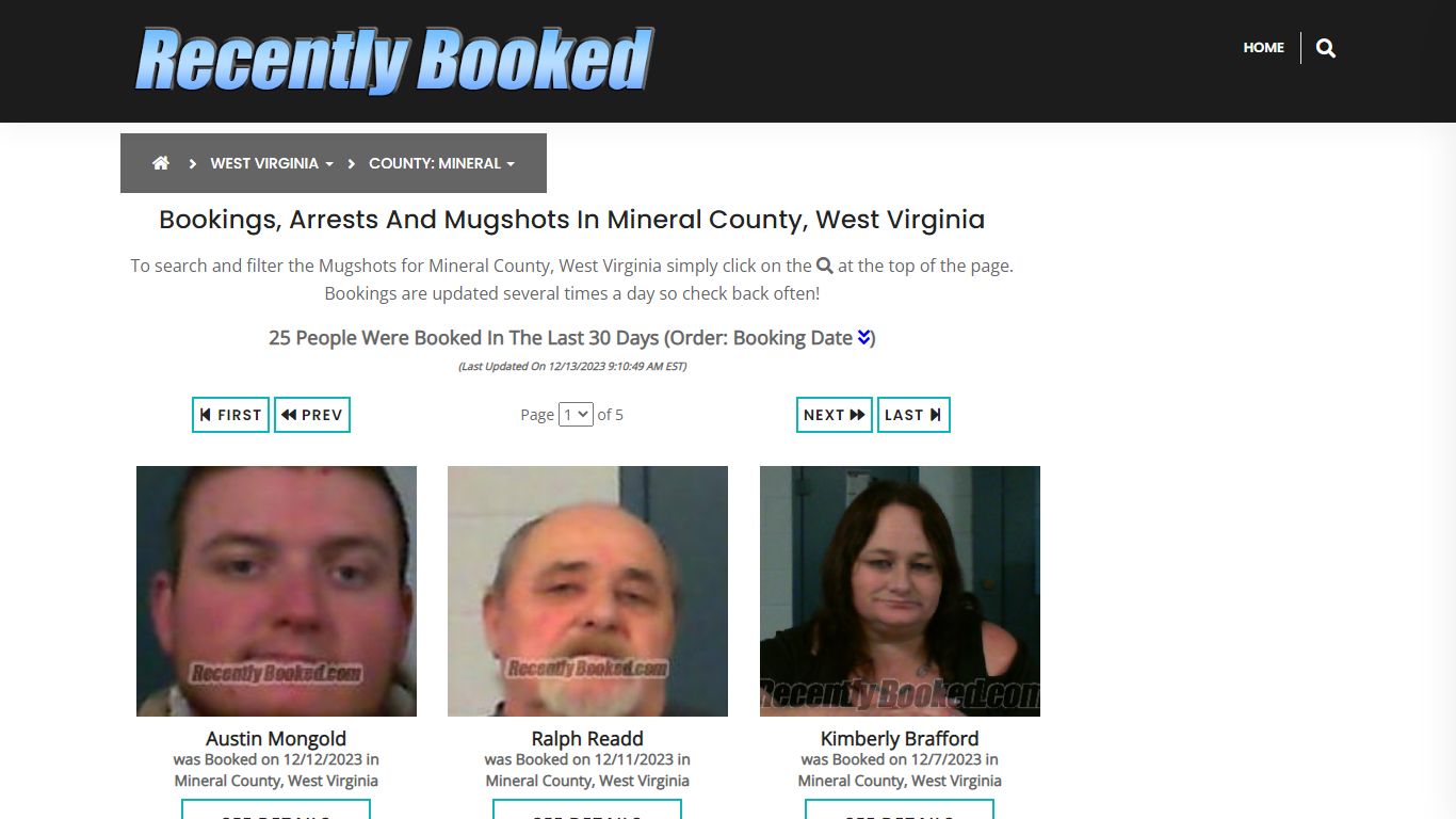 Bookings, Arrests and Mugshots in Mineral County, West Virginia