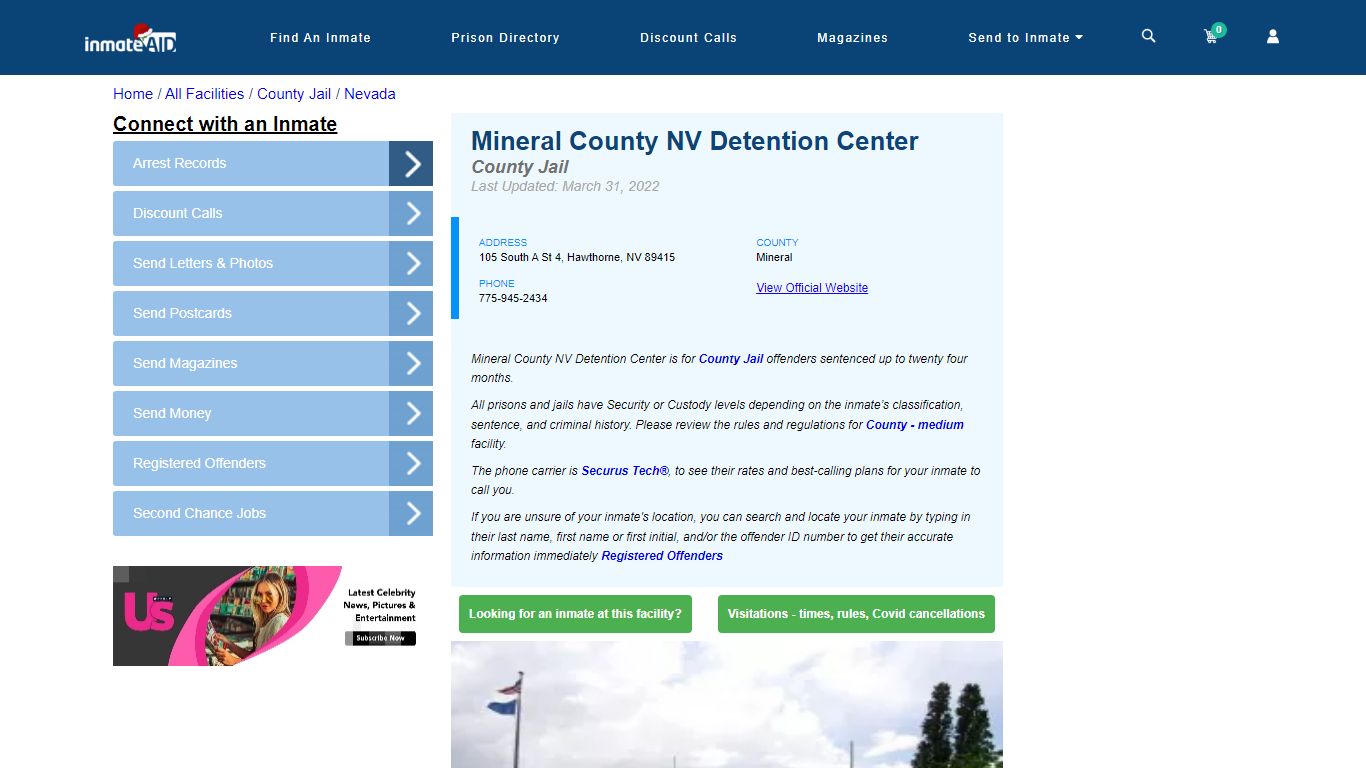 Mineral County NV Detention Center - Inmate Locator - Hawthorne, NV
